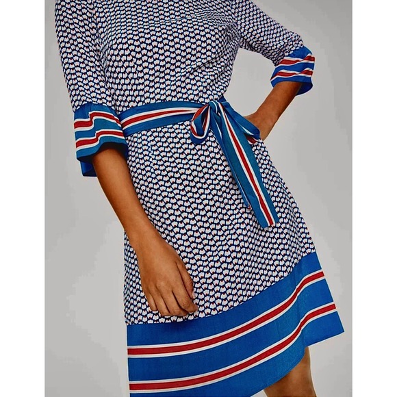 Boden Dresses & Skirts - Boden Floral Feminine Boho Nautical Andrea Belted Shirt‎ Dress Fluted Sleeve 6R